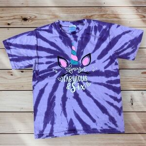 Girls 6th Birthday Purple Unicorn Tie-dye Kids Shirt T Shirt